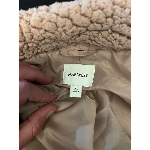 Nine West Jacket Womens Extra Large Beige Sherpa Fleece Full Zip Teddy Coat - Picture 6 of 8